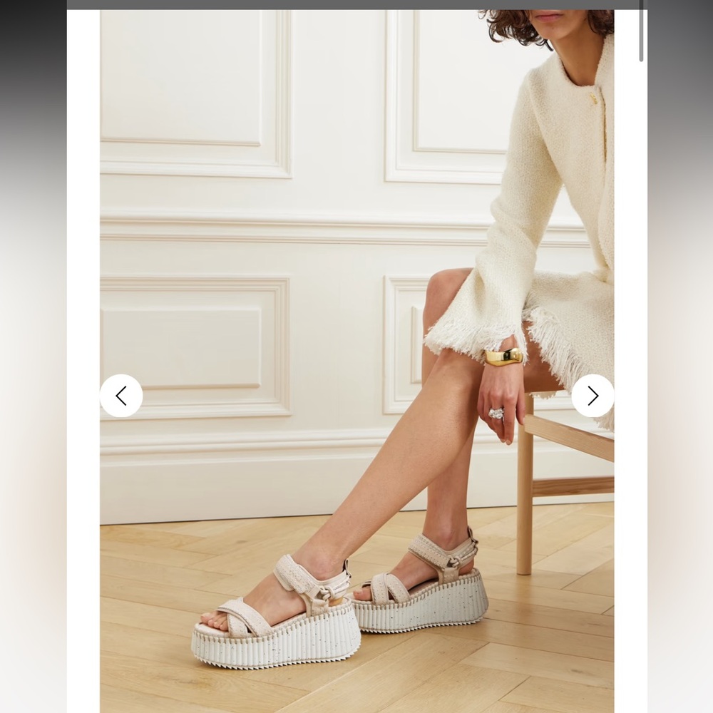 Chloé Nama Suede Platform Sandals white 38 (8)